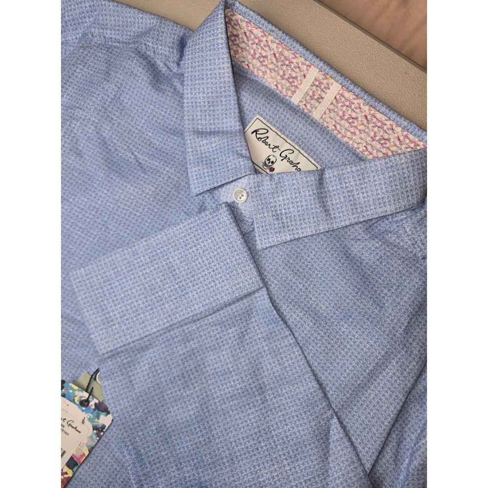 Robert Graham Sloan Mens Blue Patterned Dress Shirt Size 3XL